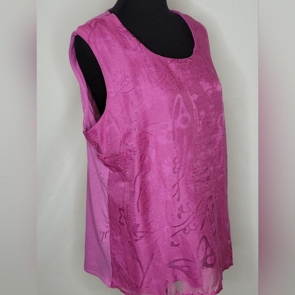 Sara Morgan Vintage Jacquard Weave Butterfly Sleevless Top - Size XL - Picture 3 of 7